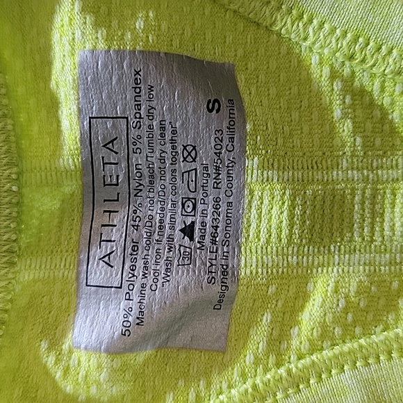 Athleta racerback citrus lemon top Sz S dot edging to stay in place - Picture 2 of 8